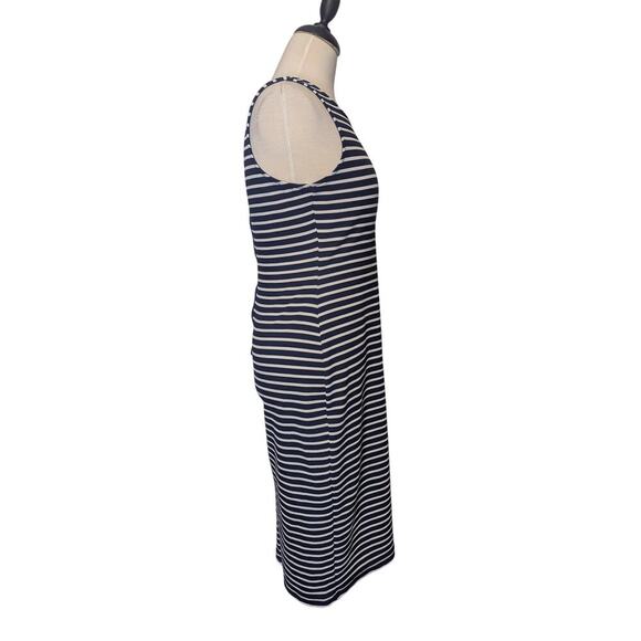 Olivia Matthews Sz 6  White & Navy Striped Bodycon Dress Sleeveless Back Zip - Picture 4 of 9